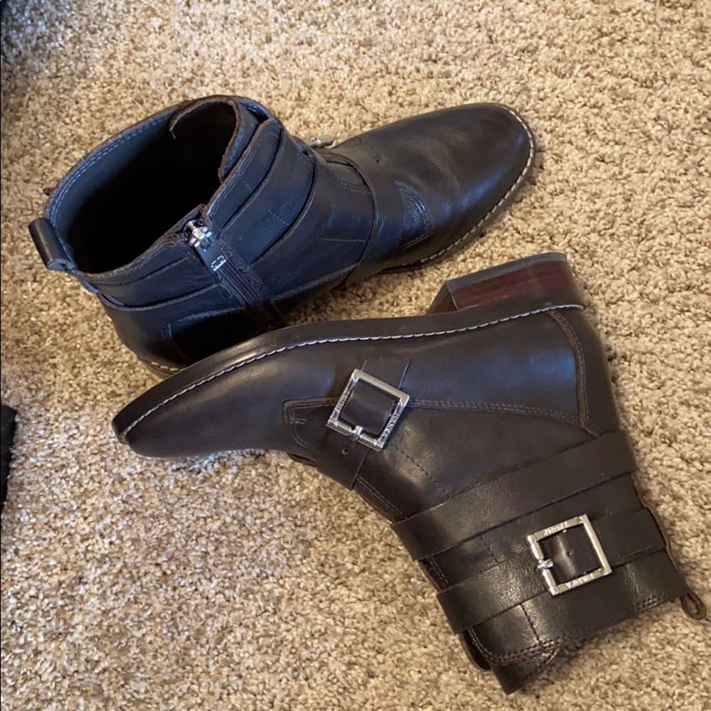 Short leather boot deep chocolate brown